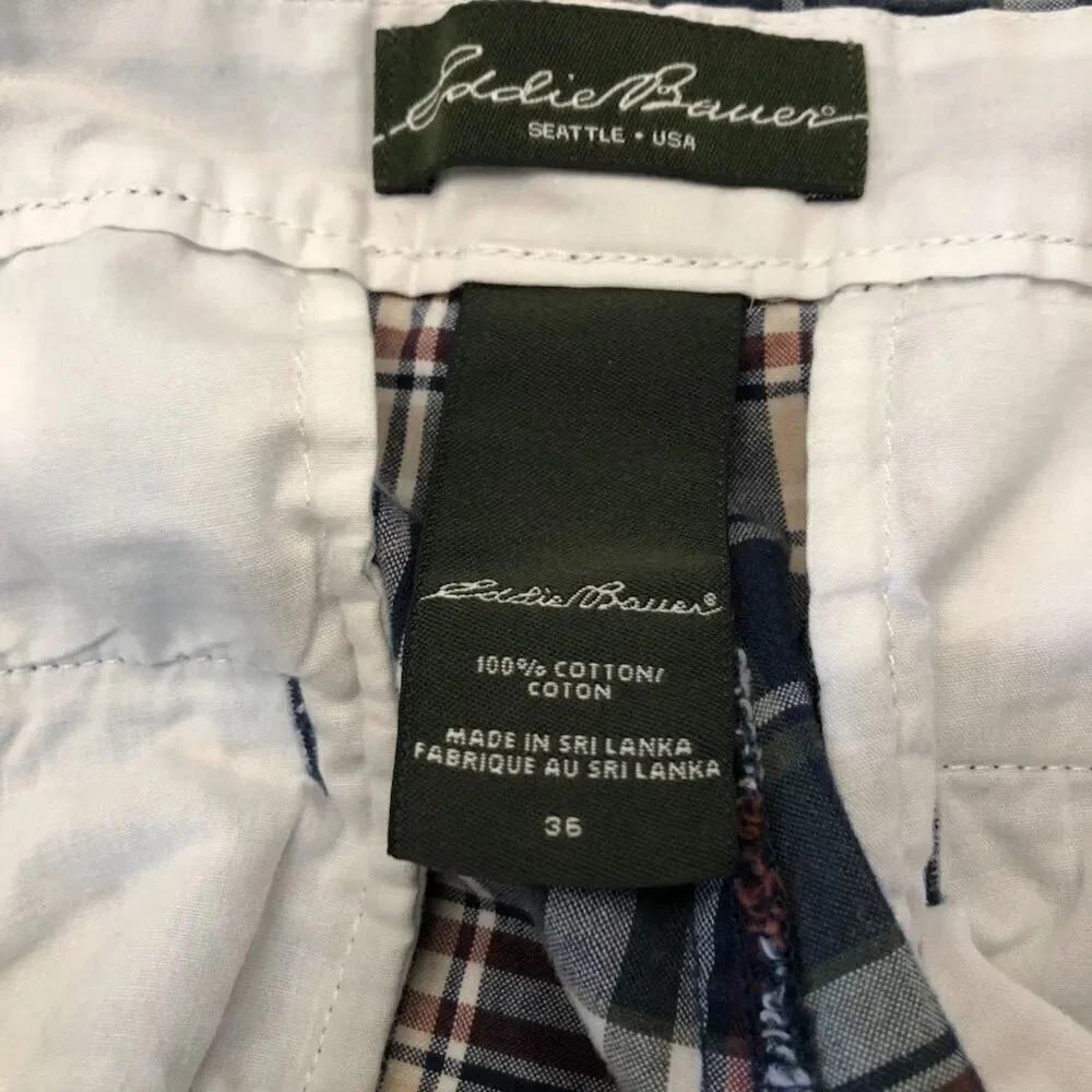 Eddie Bauer Men's Blue Plaid Bermuda Shorts Preppy Casual Designer Size 36